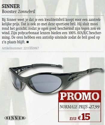 Promoties Booster zonnebril - Sinner - Geldig van 08/06/2011 tot 03/07/2011 bij A.S.Adventure