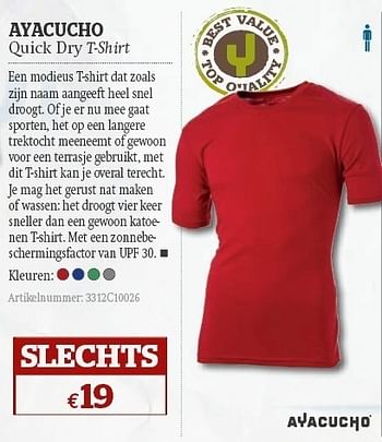 Promoties Quick dry t-shirt - AYACUCHO - Geldig van 08/06/2011 tot 03/07/2011 bij A.S.Adventure