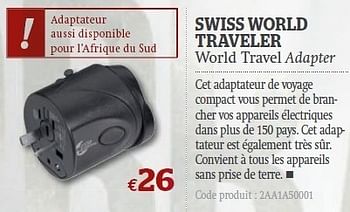 Promotions World travel adapter - Swiss Travel Products - Valide de 08/06/2011 à 03/07/2011 chez A.S.Adventure