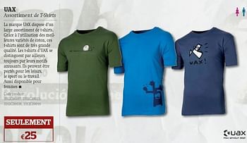 Promotions Assortiment de t-shirts - Uax - Valide de 08/06/2011 à 03/07/2011 chez A.S.Adventure