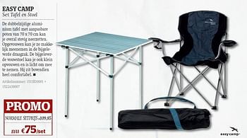 Promoties Set tafel en stoel - Easy Camp - Geldig van 08/06/2011 tot 03/07/2011 bij A.S.Adventure