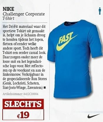 Promoties Challenger corporate t-shirt - NIKE - Geldig van 08/06/2011 tot 03/07/2011 bij A.S.Adventure