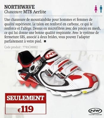 Promotions Chaussure mtb aerlite - Northwave - Valide de 08/06/2011 à 03/07/2011 chez A.S.Adventure