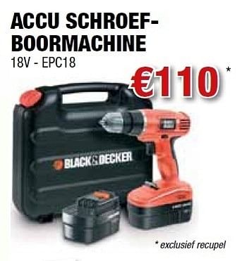Promoties Accu schroefboormachine - Black & Decker - Geldig van 15/06/2011 tot 30/06/2011 bij Cevo Market