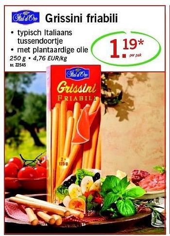 Promoties Grissini friabili - Huismerk - Lidl - Geldig van 16/06/2011 tot 18/06/2011 bij Lidl