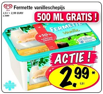 Promoties Fermette vanilleschepijs - Ola - Geldig van 20/06/2011 tot 25/06/2011 bij Lidl