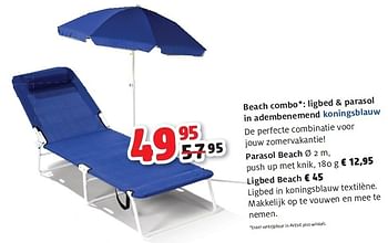 Promoties Beach combo ligbed & parasol - Huismerk - Aveve - Geldig van 22/06/2011 tot 02/07/2011 bij Aveve