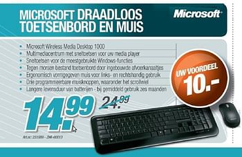 Promoties Draadloos toetsenbord en muis - Microsoft - Geldig van 01/07/2011 tot 02/08/2011 bij Auva