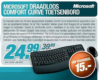 Promoties Draadloos comfort curve toetsenbord - Microsoft - Geldig van 01/07/2011 tot 02/08/2011 bij Auva