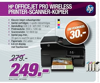 Promoties Officejet pro wireless printer scanner kopier - HP - Geldig van 01/07/2011 tot 02/08/2011 bij Auva