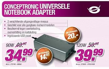 Promoties Universele notebook adapter - Conceptronic - Geldig van 01/07/2011 tot 02/08/2011 bij Auva