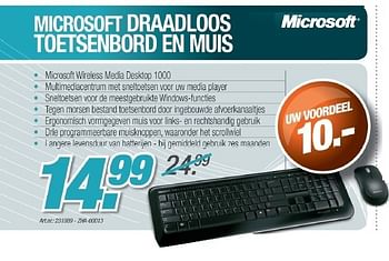 Promoties Draadloos toetsenbord en muis - Microsoft - Geldig van 01/07/2011 tot 01/09/2011 bij PC Center