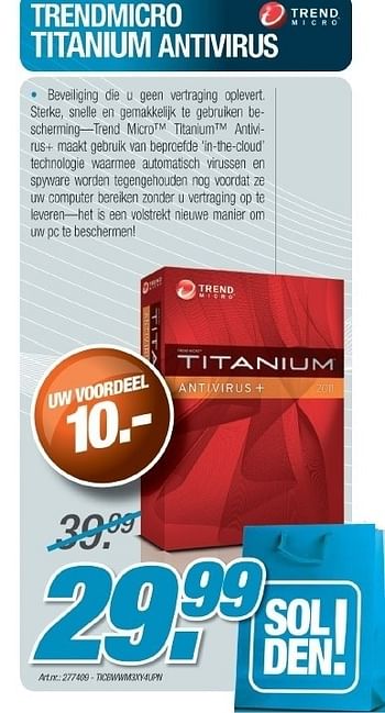 Promoties Titanium antivirus - Trend Micro  - Geldig van 01/07/2011 tot 01/09/2011 bij PC Center