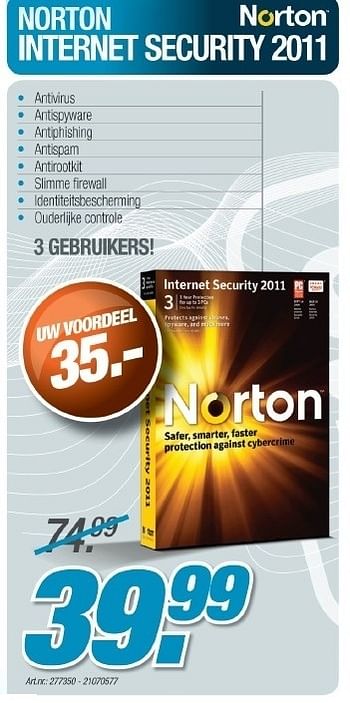 Promoties Internet security 2011 - Norton - Geldig van 01/07/2011 tot 01/09/2011 bij PC Center