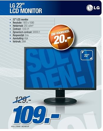 Promoties Lcd monitor - LG - Geldig van 01/07/2011 tot 01/09/2011 bij PC Center