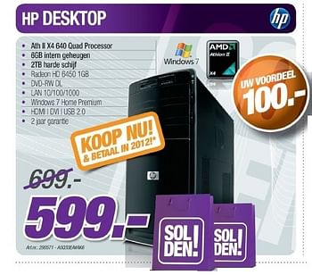 Promoties Desktop - HP - Geldig van 01/07/2011 tot 01/09/2011 bij PC Center