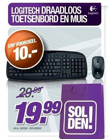 Promoties Draadloos toetsenbord en muis - Logitech - Geldig van 01/07/2011 tot 01/09/2011 bij PC Center