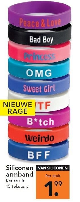 Promoties Siliconen armband - Huismerk - Blokker - Geldig van 01/07/2011 tot 31/07/2011 bij Blokker