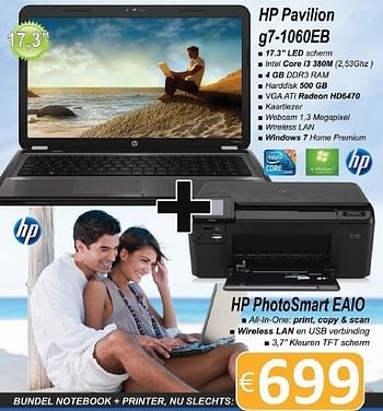 Promoties HP Pavilion g7-1060EB - HP - Geldig van 14/07/2011 tot 15/08/2011 bij Compudeals