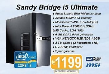 Promoties Sandy bridge i5 ultimate - MSI - Geldig van 14/07/2011 tot 15/08/2011 bij Compudeals