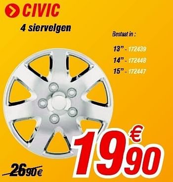 Promotions Civic 4 siervelgen - Produit maison - Auto 5  - Valide de 18/07/2011 à 13/08/2011 chez Auto 5