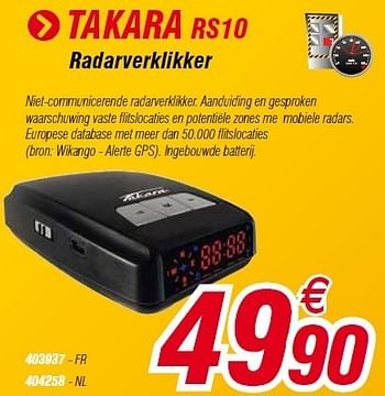 Promotions Radarverklikker rs10 - Takara - Valide de 18/07/2011 à 13/08/2011 chez Auto 5