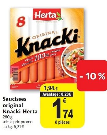 Herta® Saucisses Knacki original à bas prix chez ALDI