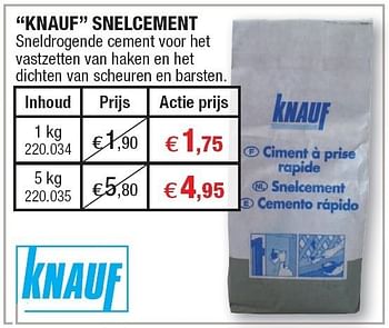 Promoties Knauf snelcement - Knauf - Geldig van 27/07/2011 tot 07/08/2011 bij Hubo