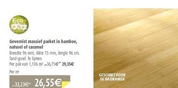 Promoties Gevernist massief parket in bamboe, naturel of caramel - Huismerk - BricoPlanit - Geldig van 10/08/2011 tot 29/08/2011 bij BricoPlanit