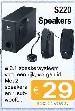 Promoties Logitech s220 speakers - Logitech - Geldig van 15/08/2011 tot 30/09/2011 bij Compudeals