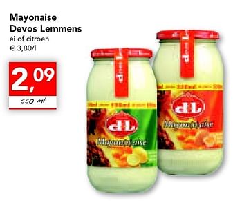 Promoties Mayonaise devos lemmens - d&L - Geldig van 18/08/2011 tot 27/08/2011 bij Supra