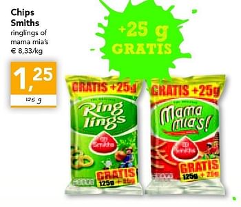 Promoties Chips smiths ringlings of mama mia s - Huismerk - Supra - Geldig van 18/08/2011 tot 27/08/2011 bij Supra