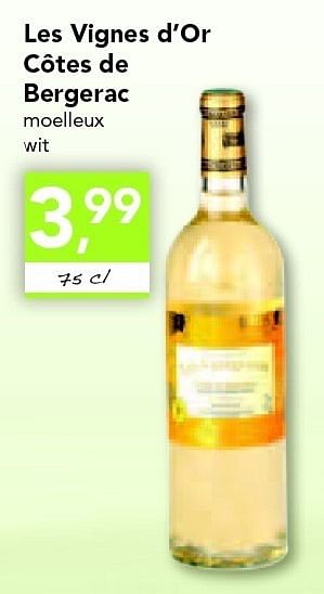 Promoties Les vignes d or côtes de bergerac - Witte wijnen - Geldig van 18/08/2011 tot 27/08/2011 bij Supra