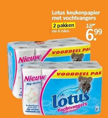Promotions Lotus keuken papier met vochtvangers - Lotus - Valide de 22/08/2011 à 28/08/2011 chez Albert Heijn