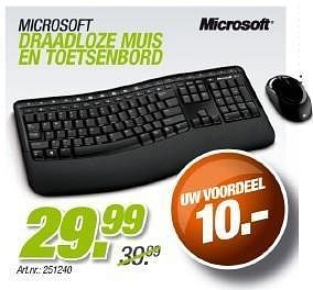 Promotions Microsoft draadloze muis en toetsenbord - Microsoft - Valide de 23/08/2011 à 18/09/2011 chez Auva