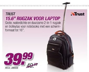 Promoties Trust rugzak voor laptop - Trust - Geldig van 23/08/2011 tot 18/09/2011 bij Auva
