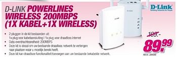 Promoties D-link powerlines wireless 200mbps - D-Link - Geldig van 23/08/2011 tot 18/09/2011 bij Auva