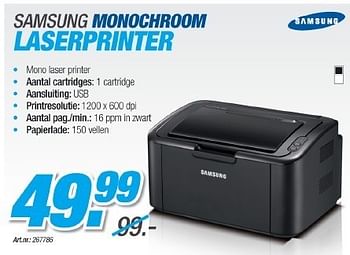 Promotions Samsung monochroom laserprinter - Samsung - Valide de 23/08/2011 à 18/09/2011 chez Auva