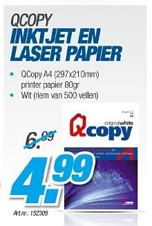 Promotions Qcopy inktjet en laser papier - Qcopy - Valide de 23/08/2011 à 18/09/2011 chez Auva