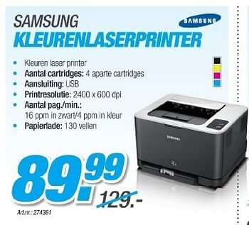 Promotions Samsung kleurenlaserprinter - Samsung - Valide de 23/08/2011 à 18/09/2011 chez Auva