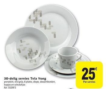 Promoties 30-delig servies tela yong - Huismerk - Carrefour  - Geldig van 24/08/2011 tot 03/09/2011 bij Carrefour