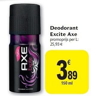Promotions Deodorant excite axe - Axe - Valide de 24/08/2011 à 30/08/2011 chez Carrefour