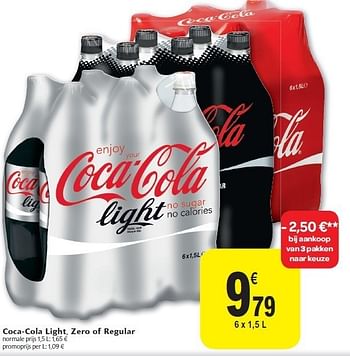 Promoties Coca-cola light, zero of regular - Coca Cola - Geldig van 24/08/2011 tot 30/08/2011 bij Carrefour