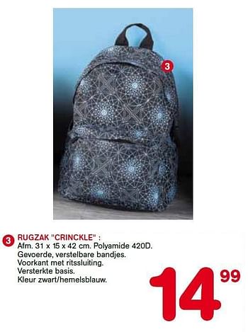 Promoties Rugzak crinckle - Huismerk - Trafic  - Geldig van 24/08/2011 tot 30/08/2011 bij Trafic