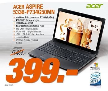 Promotions Acer aspire 5336-p734g50mn - Acer - Valide de 25/08/2011 à 08/09/2011 chez Forcom