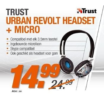 Promotions Trust urban revolt headset + micro - Trust - Valide de 25/08/2011 à 08/09/2011 chez Forcom