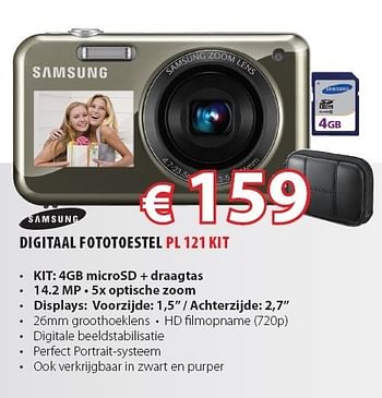 Promoties Digitaal fototoestel pl 121 kit - Samsung - Geldig van 28/08/2011 tot 30/09/2011 bij Top Camera