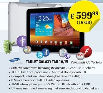 Promotions Samsung tablet galaxy tab 10,1v - Samsung - Valide de 29/08/2011 à 30/09/2011 chez Selexion