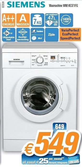 Siemens Wasmachine wm14e371fg - bij Krefel