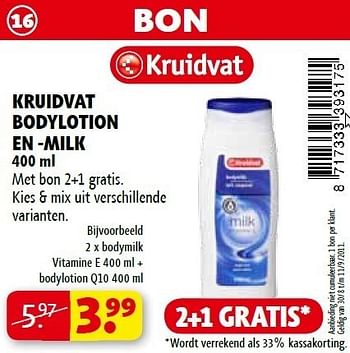 draadloze cabine paddestoel Huismerk - Kruidvat 2 x bodymilk vitamine e + bodylotion q10 - Promotie bij  Kruidvat